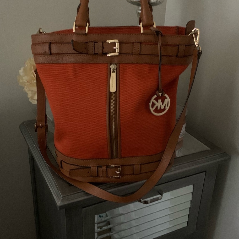 Michael Kors Orange and Brown Tote